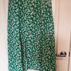 Green Floral Maxi Skirt - Women's Summer Floral Print